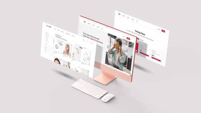 Modern website interface screens for RNM web design services