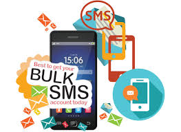 Bulk SMS messaging illustration with mobile phones